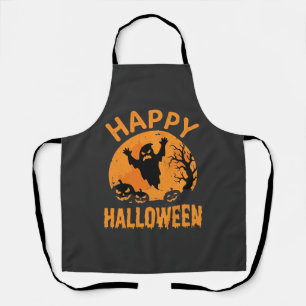 Happy Halloween Ghost Pumpkin Vector Design Apron