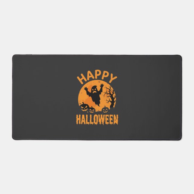 Happy Halloween Ghost Pumpkin Vector Design Desk Mat (Front)