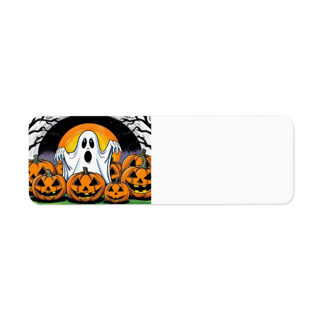 Happy Halloween Ghost Return Address Label (Front)