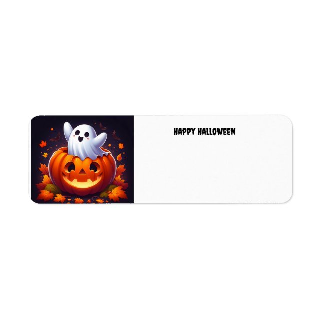 Happy Halloween Ghost Return Address Label (Front)