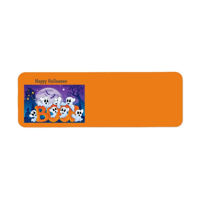 Happy Halloween Ghost Return Address Label (Front)