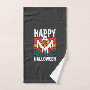 Happy Halloween Ghost Spiderweb Retro Hand Towel