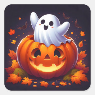 Happy Halloween Ghost Square Sticker
