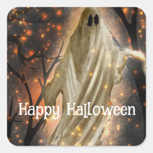 Happy Halloween Ghost Square Sticker