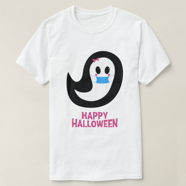 Happy Halloween | Ghost Wearing A Mask T-Shirt (Design Front)
