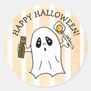 Happy Halloween Ghost with Candy Classic Round Sticker