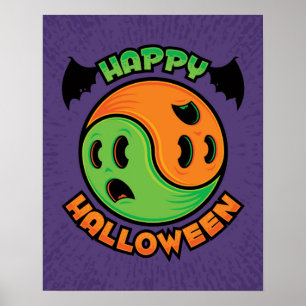 Happy Halloween Ghost Yin-Yang Poster