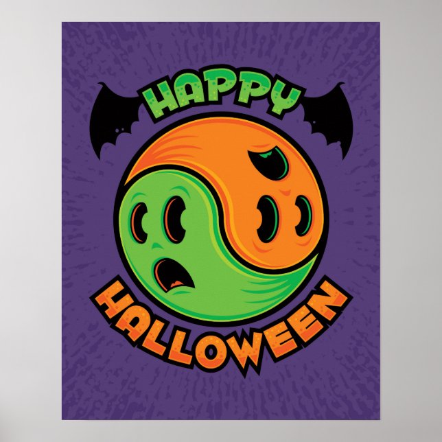 Happy Halloween Ghost Yin-Yang Poster (Front)
