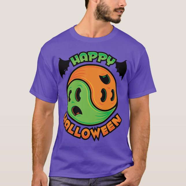 Happy Halloween Ghost Yin-Yang T-Shirt (Front)