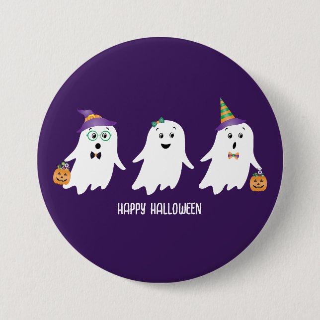Happy Halloween Ghosts Trick Or Treat 7.5 Cm Round Badge (Front)
