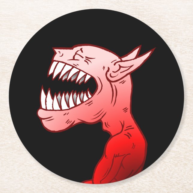 Happy Halloween Ghoul Round Paper Coaster (Front)