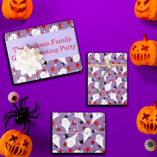 Happy Halloween Ghouls Hunting Party Customise Wrapping Paper Sheet