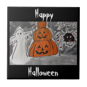 Happy Halloween Gift Box Ceramic Tile