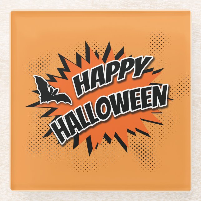 Happy Halloween Glass Coaster (Front)