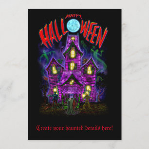 Happy Halloween Glowing Haunted House Invite