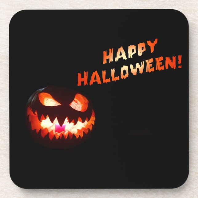 HAPPY HALLOWEEN - Glowing Jack-O-Lantern Coaster (Front)