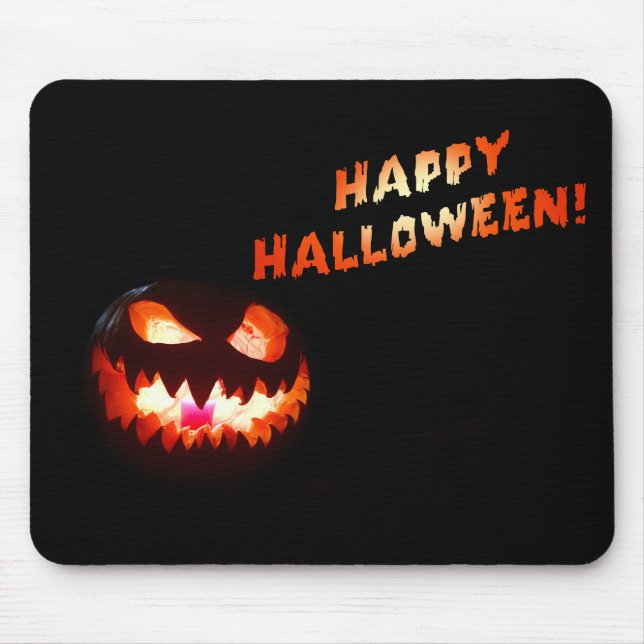 HAPPY HALLOWEEN - Glowing Jack-O-Lantern Mouse Pad (Front)