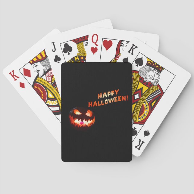 HAPPY HALLOWEEN - Glowing Jack-O-Lantern Playing Cards (Back)