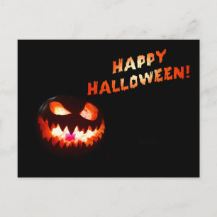 HAPPY HALLOWEEN - Glowing Jack-O-Lantern Postcard