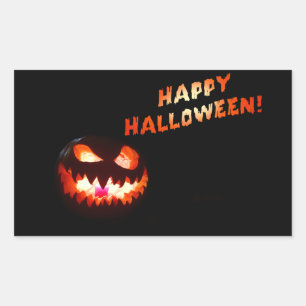 HAPPY HALLOWEEN - Glowing Jack-O-Lantern Rectangular Sticker