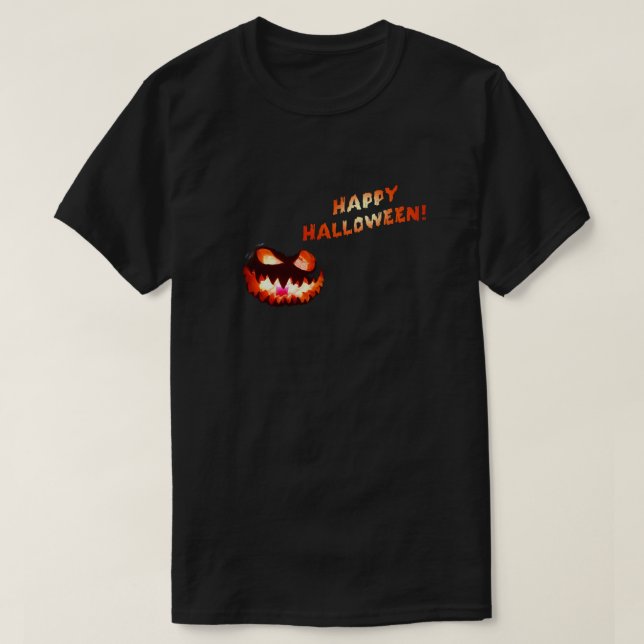 HAPPY HALLOWEEN - Glowing Jack-O-Lantern T-Shirt (Design Front)