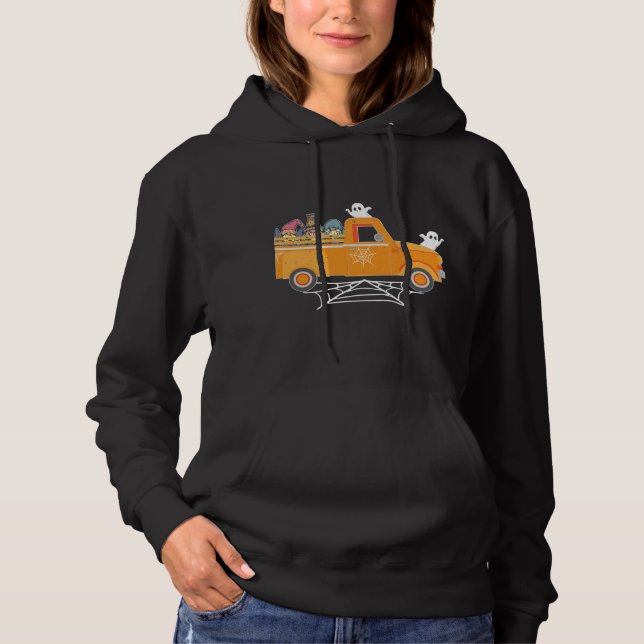 Happy Halloween Gnome Truck Drive Spooky Gnome Cre Hoodie (Front)