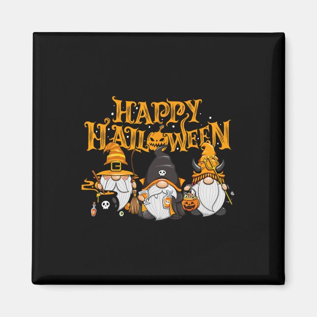 Happy Halloween Gnomes Autumn Pumpkin Fall Holiday Magnet (Front)