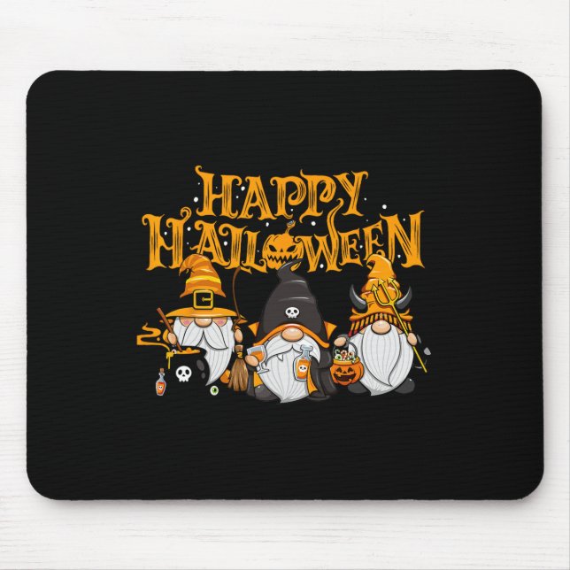 Happy Halloween Gnomes Autumn Pumpkin Fall Holiday Mouse Pad (Front)