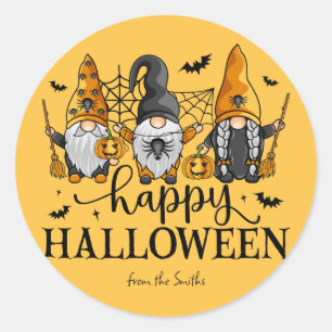 Happy Halloween Gnomes Classic Round Sticker