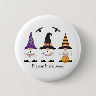 Happy Halloween Gnomes Purple Orange 6 Cm Round Badge