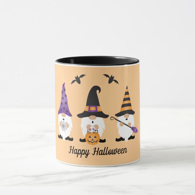 Happy Halloween Gnomes Purple Orange Mug (Center)