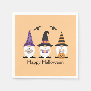 Happy Halloween Gnomes Purple Orange Napkin
