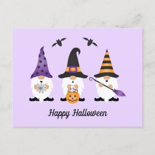 Happy Halloween Gnomes Purple Orange Postcard