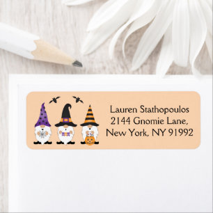 Happy Halloween Gnomes Purple Orange Return Address Label