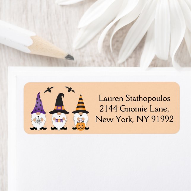 Happy Halloween Gnomes Purple Orange  Return Address Label (Insitu)