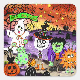 Happy Halloween Goblin Sheet Stickers Cute