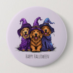 Happy Halloween Golden Retriever Dogs Witches 10 Cm Round Badge
