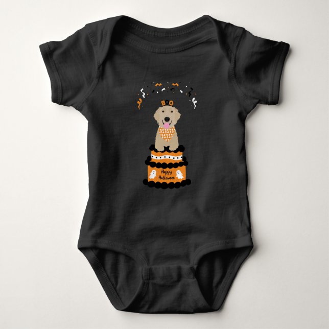 Happy Halloween Golden Retriever Spooky Ghost Boo Baby Bodysuit (Front)