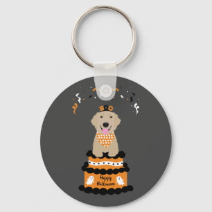 Happy Halloween Golden Retriever Spooky Ghost Boo Key Ring