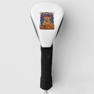 Happy Halloween Golden Retriever Witch Hat Pumpkin Golf Head Cover
