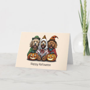 Happy Halloween Goldendoodle Dogs Card