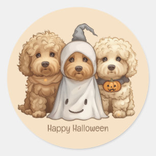 Happy Halloween Goldendoodle Dogs Classic Round Sticker