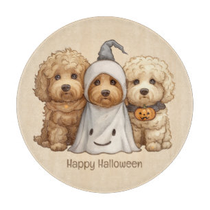 Happy Halloween Goldendoodle Dogs Cutting Board