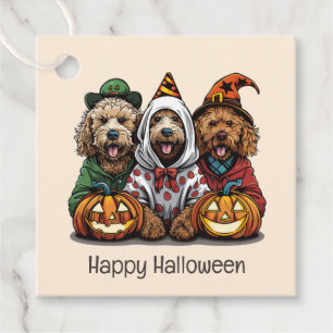 Happy Halloween Goldendoodle Dogs Favour Tags