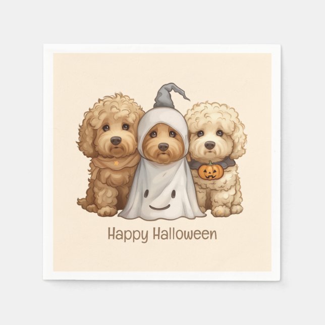 Happy Halloween Goldendoodle Dogs Napkin (Front)