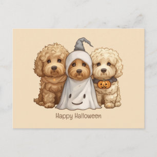 Happy Halloween Goldendoodle Dogs Postcard