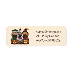 Happy Halloween Goldendoodle Dogs Return Address Label