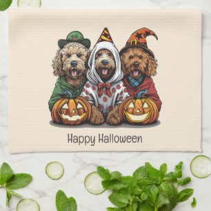 Happy Halloween Goldendoodle Dogs Tea Towel