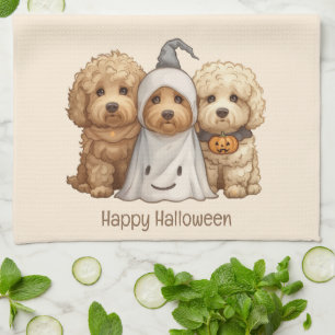 Happy Halloween Goldendoodle Dogs Tea Towel