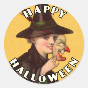 Happy Halloween Good Witch with Mask Sticker